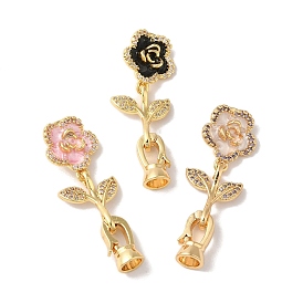 Латунные микро проложить кубического циркония раз за застежками, эмаль цветок
