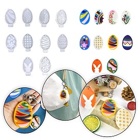 10Pcs Easter Egg Pendant DIY Silicone Molds, Resin Casting Molds, for UV Resin, Epoxy Resin Craft Making