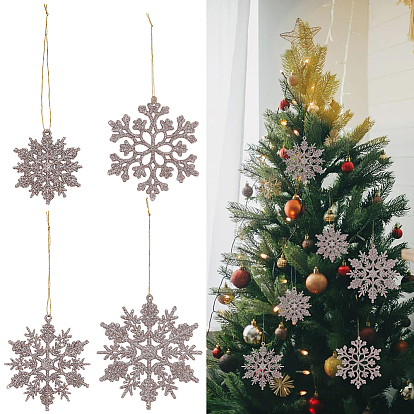 36 шт. блестящие рождественские снежинки пластиковые подвесные украшения, с 36шт шнуром, для праздничных украшений