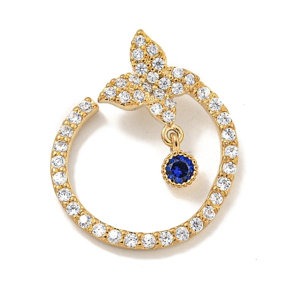 Латунные подвески из прозрачного кубического циркония с микропаве, без кадмия, без никеля и без свинца, бабочка