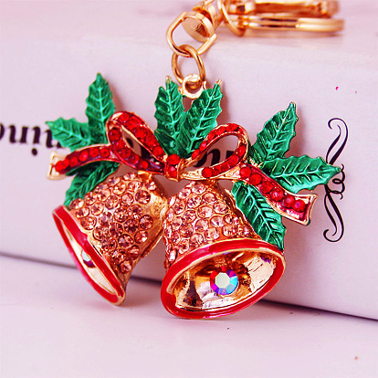 Creative Christmas gift rhinestone bell car key chain pendant key chain ladies bag accessories 1157