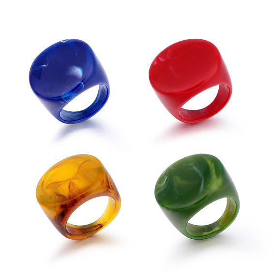 Bold and Retro Resin Oval Ring for Fashionable Statement Jewelry