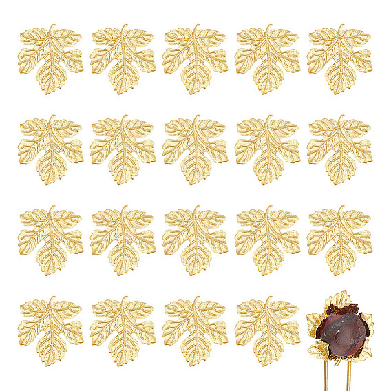 Brass Cabochons, Maple Leaf