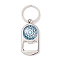 Glass Keychain, with Zinc Alloy Cabochon Settings Bottle Openers and Key Rings