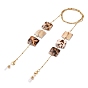 Eyeglasses Chains, Neck Strap for Eyeglasses, with Natural Shell Square Links, Golden Plated 304 Stainless Steel Satellite Chains and Rubber Eyeglass Holders