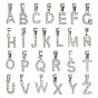 26Pcs Alloy with Crystal Rhinestone Charms, Letter A~Z Charms
