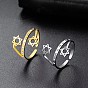 304 Stainless Steel & Crystal Rhinestone Cuff Open Rings, Star of David