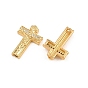 Easter Brass Micro Pave Clear Cubic Zirconia Pendants, Crucifix Charms, Cadmium Free & Lead Free