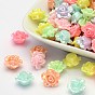AB Color Plated Opaque Acrylic Flower Beads, 13x8mm, Hole: 2mm, about 1200pcs/500g