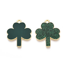 Подвески из сплава с эмалью ко Дню Святого Патрика, клевер амулеты, золотые