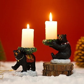 Christmas Bear Candle Holder Home Creative Decoration, Resin Crafts European Style Simulation Animal Small Ornaments