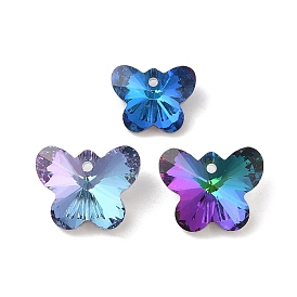 Glass Pendants, Point Back & Back Plated, Faceted, Butterfly Charms