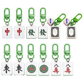 12шт 6 стили украшения из смолы, с поворотными застежками сплава, прямоугольные, маджонг