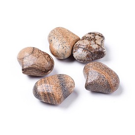 Natural Picture Jasper Heart Love Stone, Pocket Palm Stone for Reiki Balancing