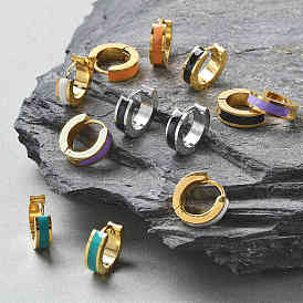 Ионное покрытие (ip) 304 серьги-кольца из нержавеющей стали с эмалью, кольцо