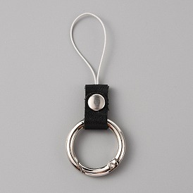 Anillos de cuero y aleación de zinc para teléfonos móviles, anillo de dedo cordones colgantes cortos