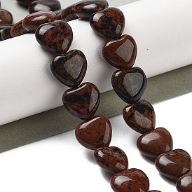 Natural Mahogany Obsidian Beads Strands, Heart