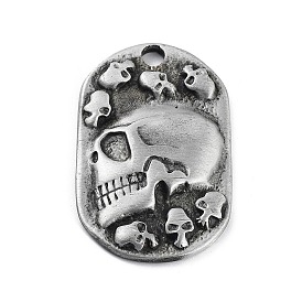 Tibetan Style Alloy Pendnat, Frosted, Oval with Skull