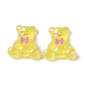 Glitter Plated Resin Cabochons, Bear