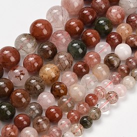 Природные Rutilated кварцевые нити бисера, круглые