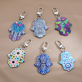 Bohemian retro pattern keychain exaggerated devil's eye painted pendant plate bag ornaments