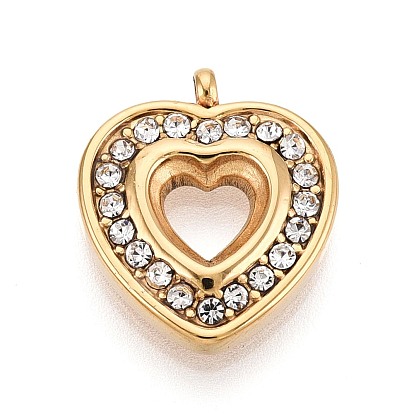 303 подвески из нержавеющей стали, со стразами, сердце прелести, ионное покрытие (ip), долговечный