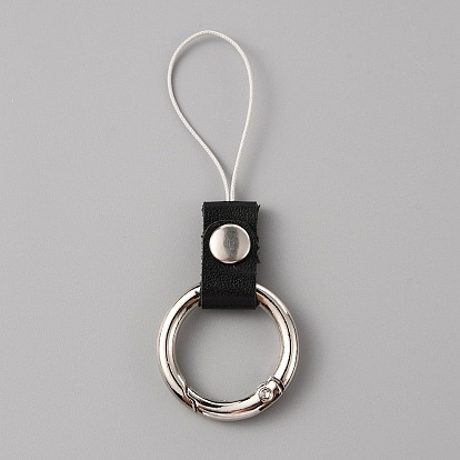 Anillos de cuero y aleación de zinc para teléfonos móviles, anillo de dedo cordones colgantes cortos