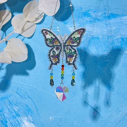 2 Sets 2 Style DIY Diamond Painting Wind Chime Kits, with Diamond Painting Bag, Rhinestones, Mixed Shape