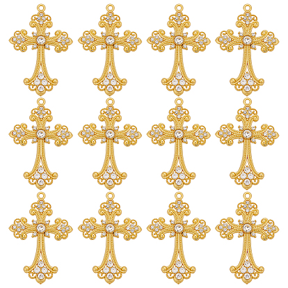 12шт. сплав большие готические подвески, без кадмия и без свинца, со стразами, крестик