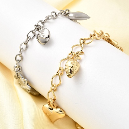 304 из нержавеющей стали шарм браслеты, цветок, сердце и фрукты