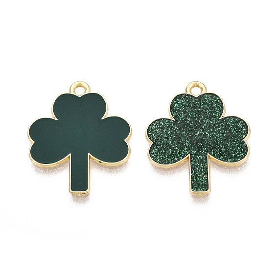 Подвески из сплава с эмалью ко Дню Святого Патрика, клевер амулеты, золотые