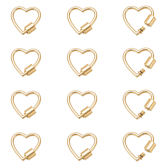 12шт. карабины-замки из цинкового сплава с винтовым креплением, сердце