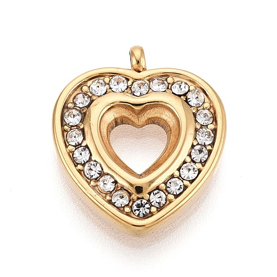 303 подвески из нержавеющей стали, со стразами, сердце прелести, ионное покрытие (ip), долговечный