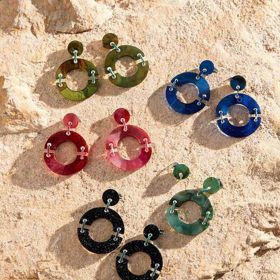 Acrylic Stud Dangle Earrings for Women, Round