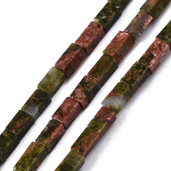 Natural Unakite Beads Strands, Cuboid