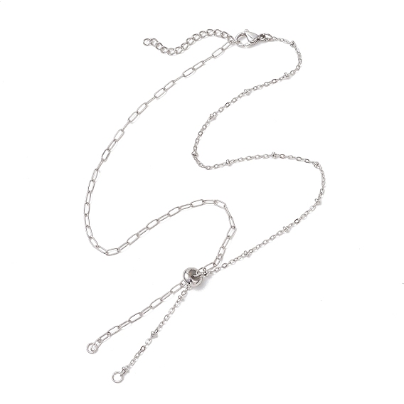 304 изготовление ожерелий-слайдеров из нержавеющей стали со скрепками, с прыжковых колец