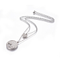 304 Stainless Steel Tiered Necklaces, with Cable Chains, Flat Round with Heart
