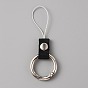 Leather and Zinc Alloy Mobile Phone Finger Rings, Finger Ring Short Hanging Lanyards
