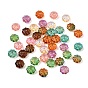 Baking Paint and Golden Metal Enlaced Glass Beads, Flower