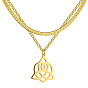 304 Stainless Steel Curb & Herringbone Chains Double Layer Necklaces, with Trinity Knot Pendant