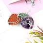 Natural & Synthetic Mixed Gemstone Heart Pendant Necklaces, Platinum Copper Wire Wrap Necklace