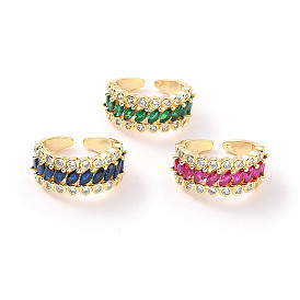 Открытое кольцо-манжета с кубическим цирконием и конским глазом, настоящие позолоченные украшения из латуни для женщин, без кадмия и без свинца