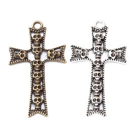 Tibetan Style Alloy Pendants, Cross with Skull