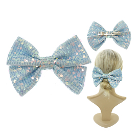 300Pcs Bowknot Paillette Polyester Hair Barrettes for Girls Women