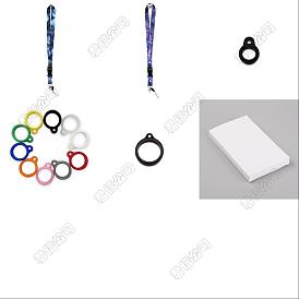 2 Stück 2 Stil Polyesterband Kartenhalter Schlüsselband, mit Karabinerverschluss aus Metall, schwarzes Seil, für Handy, Namensschild, Kamera oder Schlüssel und Silikonanhänger im 3 Stil