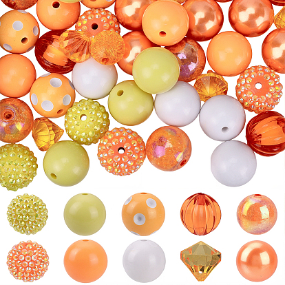 60шт 10 стили смоляные стразы бусины, с акриловыми круглыми бусинами внутри, для жевательной резинки ювелирных изделий