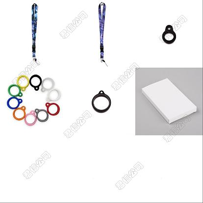 2 Stück 2 Stil Polyesterband Kartenhalter Schlüsselband, mit Karabinerverschluss aus Metall, schwarzes Seil, für Handy, Namensschild, Kamera oder Schlüssel und Silikonanhänger im 3 Stil