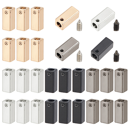 32Sets 4 Colors Zinc Alloy Cord Ends, with Screw, Cuboid