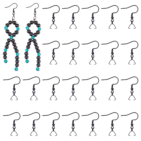 30Pcs Ion Plating(IP) 304 Stainless Steel Hooks, Ear Wire, with Ice Pick Pinch Bails