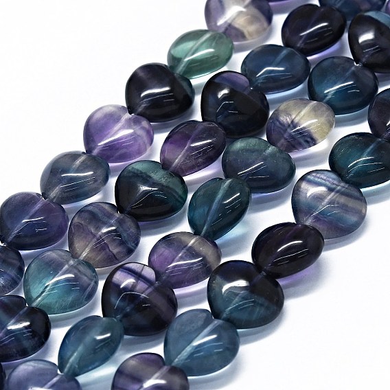 Natural Fluorite Beads Strands, Heart
